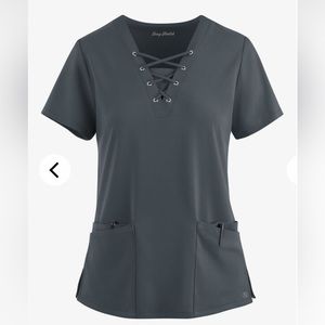 Uniform advantage Easy STRETCH Butter-Soft 4-Pocket Lace Up Scrub Top Size XL